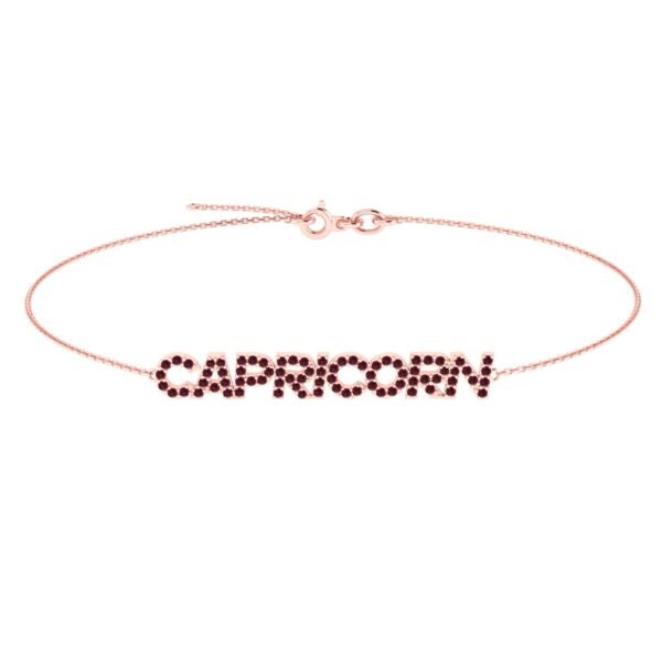 Capricorn Zodiac Name Bracelet with January Birthstone Garnet - Image 3