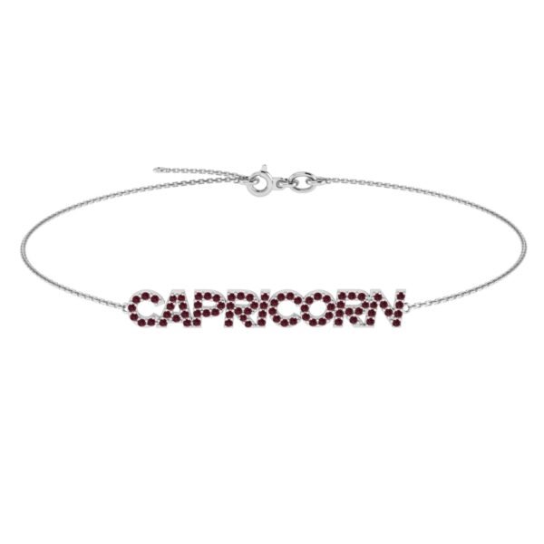 Capricorn Zodiac Name Bracelet with January Birthstone Garnet - Image 2