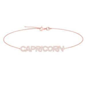 Capricorn Zodiac Name Bracelet with Diamonds