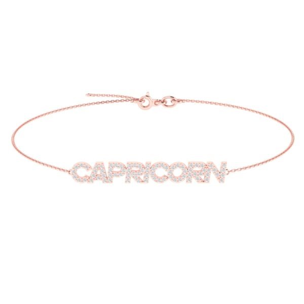 Capricorn Zodiac Name Bracelet with Diamonds - Image 3