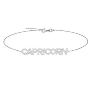 Capricorn Zodiac Name Bracelet with Diamonds