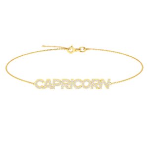 Capricorn Zodiac Name Bracelet with Diamonds