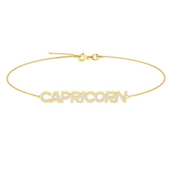 Capricorn Zodiac Name Bracelet with Diamonds