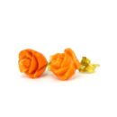 Rose Red Coral Earrings in 18K Gold