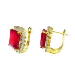 Ruby Diamonds Emerald-cut Earrings in 18K Gold