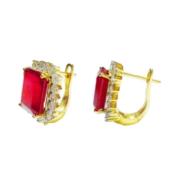 Ruby Diamonds Emerald-cut Earrings in 18K Gold