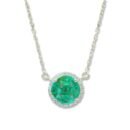 Emerald Diamonds Round Necklace in 18K White Gold