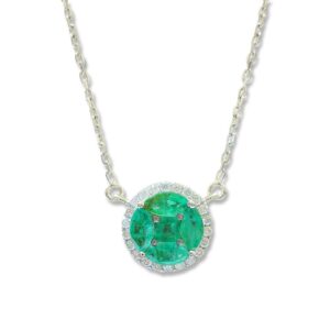 Emerald Diamonds Round Necklace in 18K White Gold