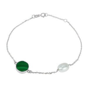 Malachite with Pearl Bracelet in 18K Gold