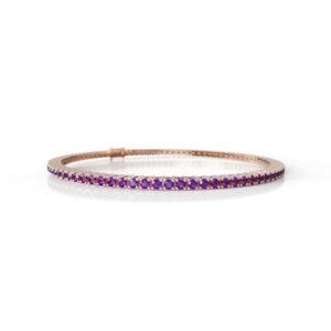 1.68 ct 18K Gold Natural Diamond Amethyst Tennis Bracelet (18cm) – 1.5MM Round Cut Purple Gemstone Bracelet Dubai UAE
