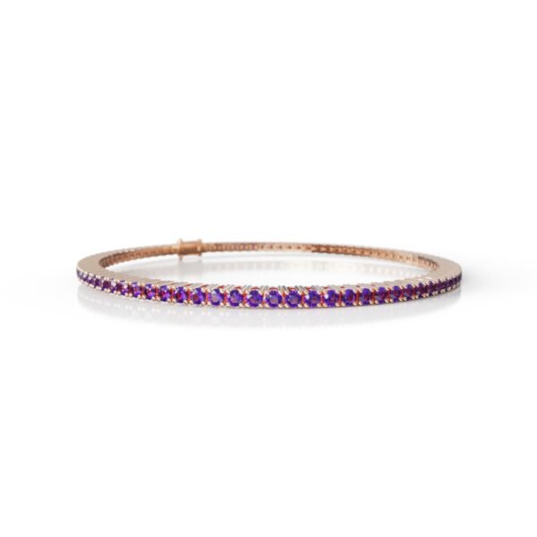 18K Gold Natural Amethyst Tennis Bracelet (1.85 MM) - Image 3