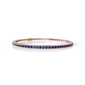 1.68 Carat Natural Diamond Blue Sapphire Tennis Bracelet in 18K Gold – 1.5MM Luxury Bracelet Dubai UAE