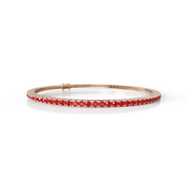 18K Gold Natural Ruby Tennis Bracelet (1.5 MM) - Image 3