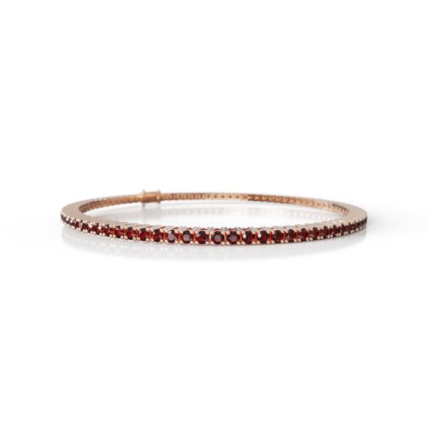 18K Gold Natural Garnet Tennis Bracelet (2 MM) - Image 3