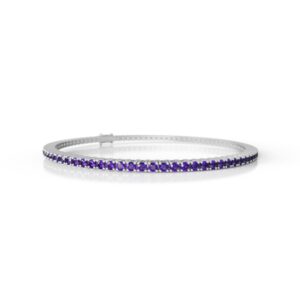 18K Gold Natural Amethyst Tennis Bracelet (1.3 MM)