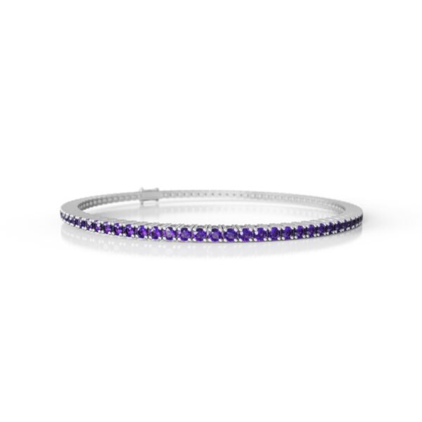 18K Gold Natural Amethyst Tennis Bracelet (1.85 MM)