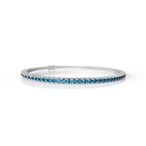 18K Gold Natural Blue Topaz Tennis Bracelet (1.3 MM)