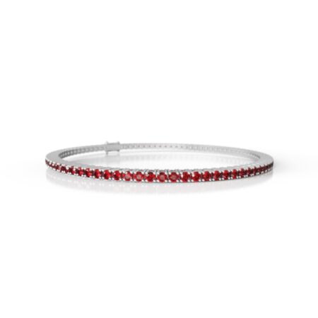 Natural 7.75 Carats Ruby and Diamond Tennis Bracelet 14k Yellow Gold For  Sale at 1stDibs