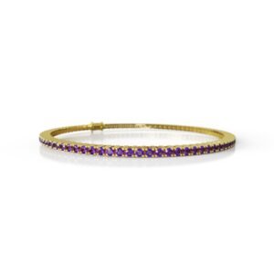 1.68 ct 18K Gold Natural Diamond Amethyst Tennis Bracelet (18cm) – 1.5MM Round Cut Purple Gemstone Bracelet Dubai UAE
