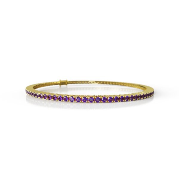 18K Gold Natural Amethyst Tennis Bracelet (1.85 MM) - Image 2