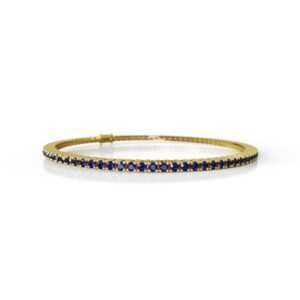 1.68 Carat Natural Diamond Blue Sapphire Tennis Bracelet in 18K Gold – 1.5MM Luxury Bracelet Dubai UAE