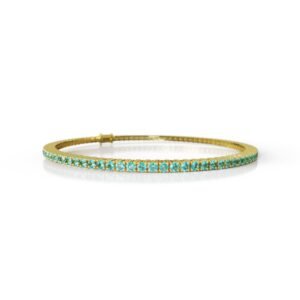 1.68 Carat Natural Diamond Aquamarine Tennis Bracelet in 18K Gold – 1.5MM Luxury Bracelet Dubai UAE