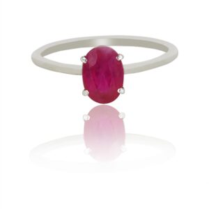 Classic 18K White Gold Ruby Ring