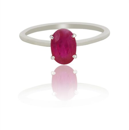 Classic 18K White Gold Ruby Ring