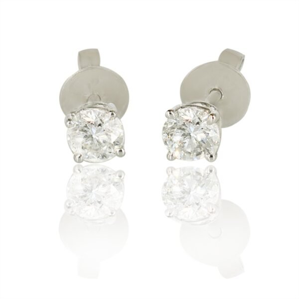 Classic Solitaire Diamond Earrings in 18K White Gold