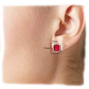Ruby Diamonds Emerald-cut Earrings in 18K Gold