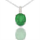 emerald diamond pendant in 18k white gold