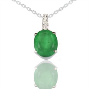Emerald Pendant with Diamonds in 18K White Gold