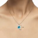 Blue Topaz Diamonds Cushion-cut Pendant in 18K White Gold