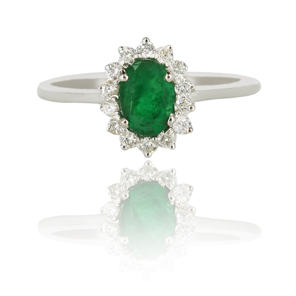 Diamond and online emerald ring