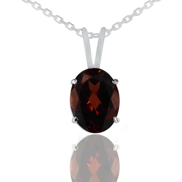Oval Garnet Pendant in 18K White Gold