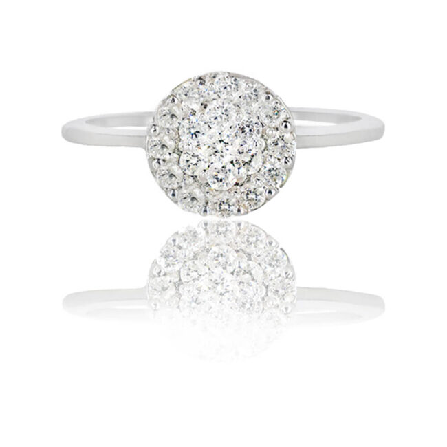 Round Diamond Ring in 18K White Gold