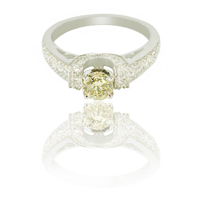 Solitaire Diamond Ring in 18K White Gold