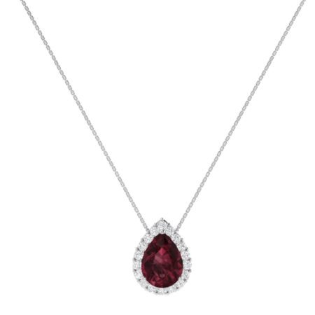Diana Pear Garnet and Beaming Diamond Necklace in 18K Gold (1ct)