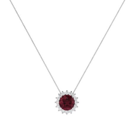 Diana Round Garnet and Sparkling Diamond Necklace in 18K Gold (1.6ct)