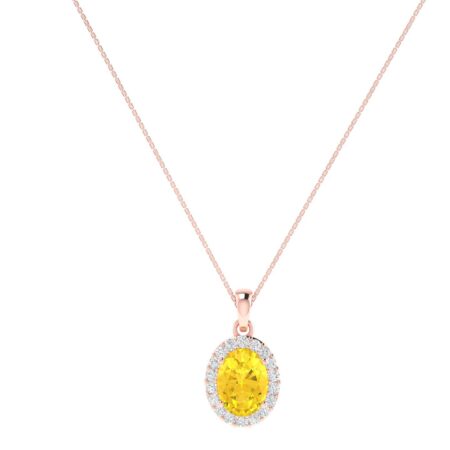 Diana Oval Citrine and Ablazing Diamond Pendant in 18K Gold (0.85ct)