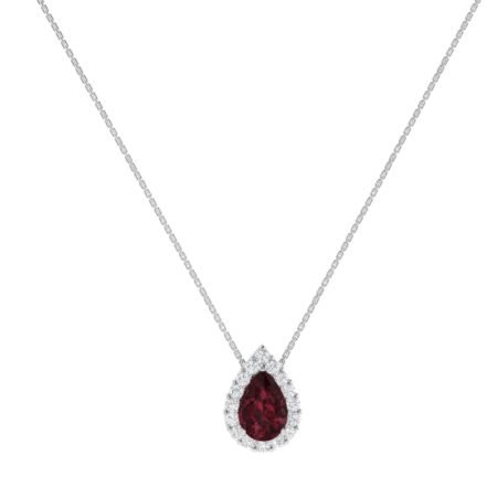 Diana Pear Garnet and Shimmering Diamond Necklace in 18K Gold (0.25ct)