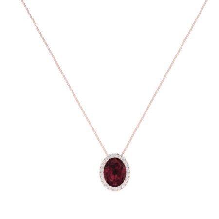 Diana Oval Garnet and Shimmering Diamond Necklace in 18K Gold (1ct)
