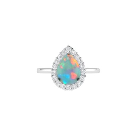 Diana Pear Opal and Shining Diamond Ring in 18K Gold (0.35ct)