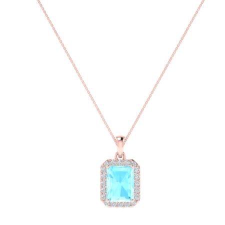 Diana Pear Aquamarine and Beaming Diamond Pendant in 18K Gold (0.85ct)