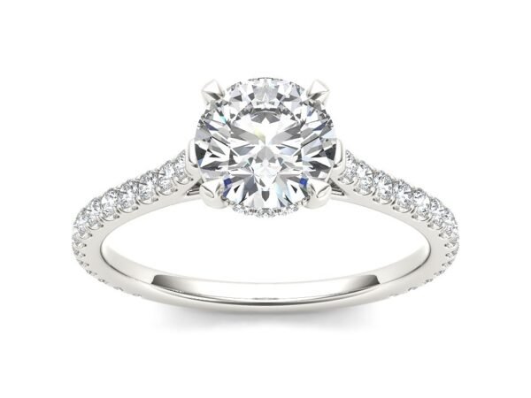 GIA Certified 1 ct Diamond Ring in 18K Gold Dubai featuring a natural 1 carat center diamond with 34 sparkling side diamonds in a luxury engagement ring design
