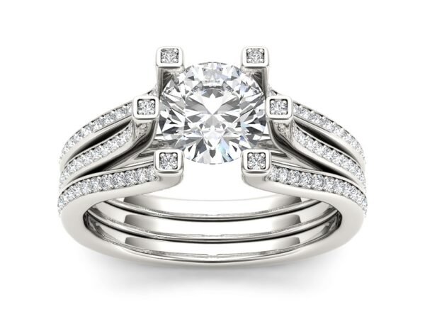 1 ct round diamond engagement ring 18K gold full view