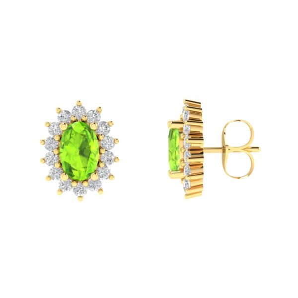 Diana Oval Peridot and Shining Diamond Earring in 18K Gold (0.56ct)