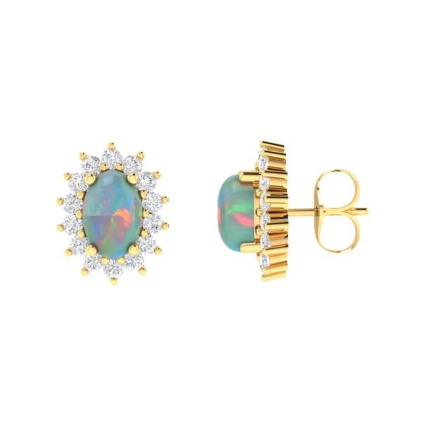 Opal Diamond Earrings in 18K Gold Dubai UAE – Diana Collection