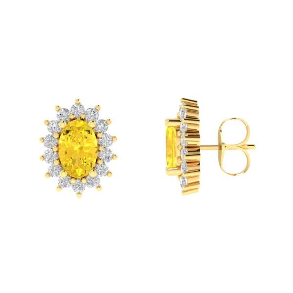 Diana Oval Citrine and Gleaming Diamond Earring in 18K Gold (0.46ct)