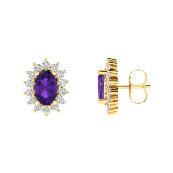 Diana Oval Amethyst and Sparkling Diamond Earring in 18K Gold (0.46ct)